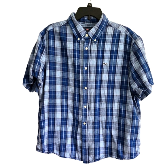 Vineyard Vines Classic Fit Whale Shirt Short Sleeve Button Up Size XL - Picture 1 of 5